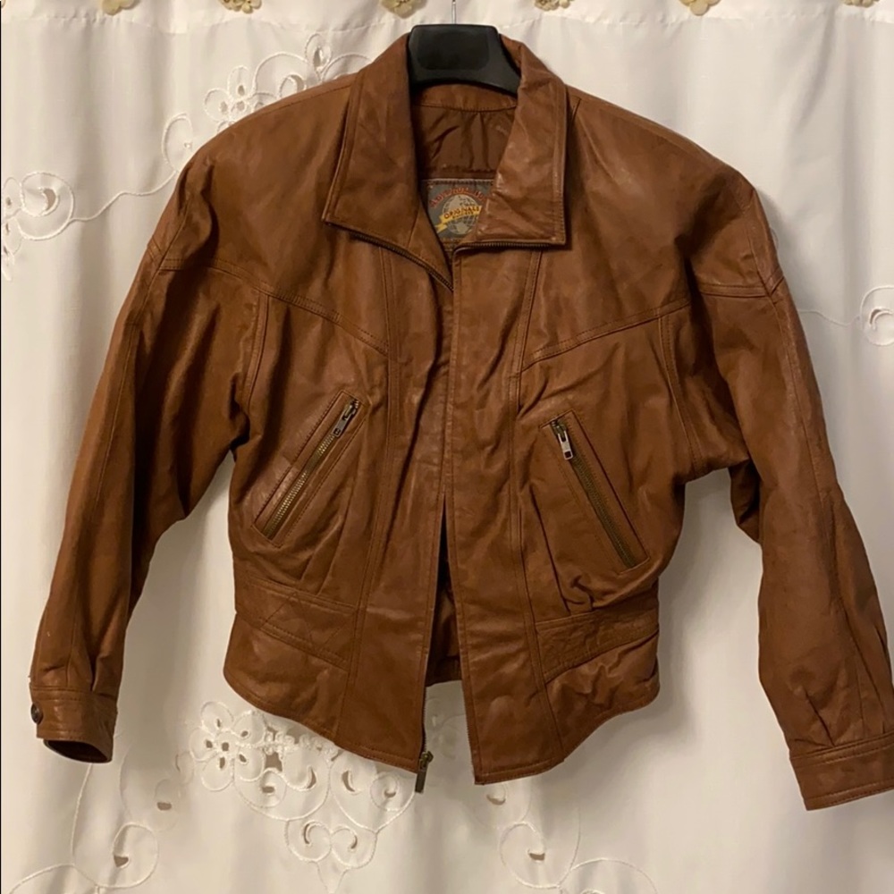 Leather bomber jacket